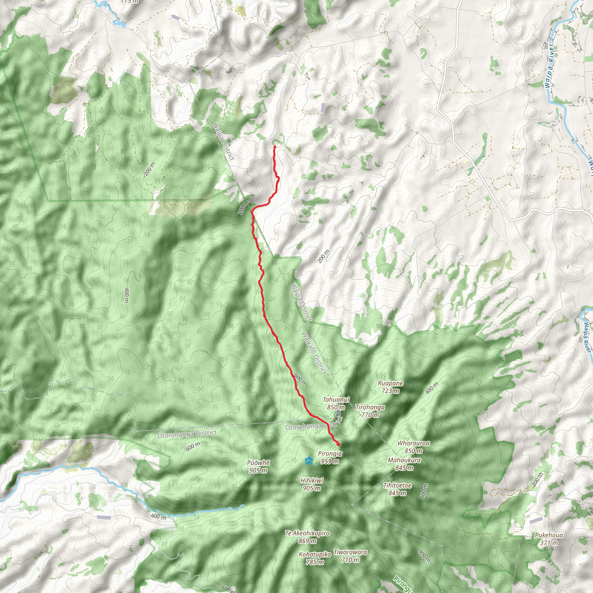 Pirongia Summit - Tahuanui Track mobile static map