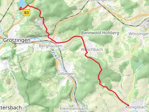Königsbach to Hundebereich via Hummelberg S-Bahn - Grosser Wald