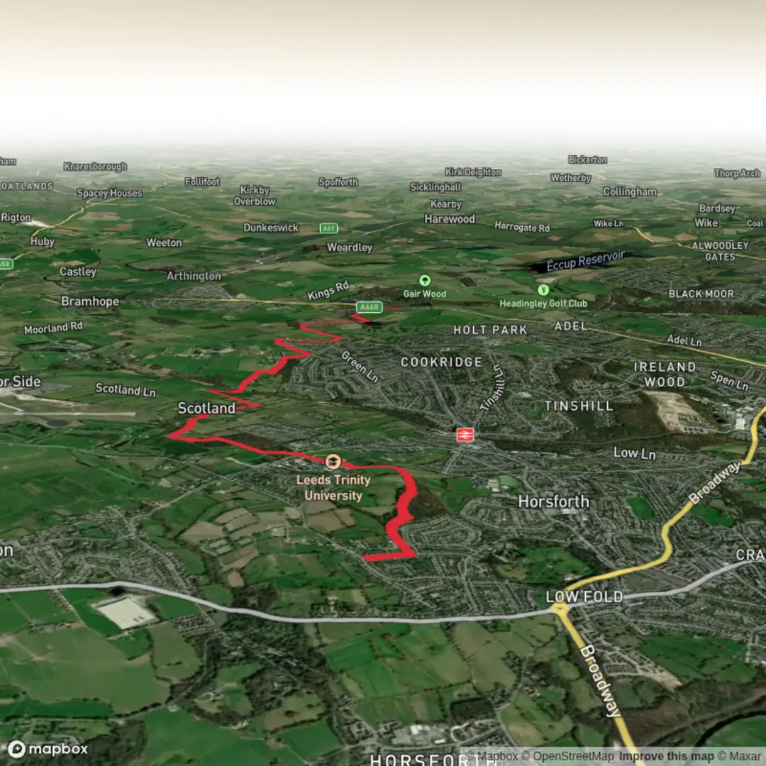 An image depicting the trail Leeds Country Way Day 10 and its surrounding area.