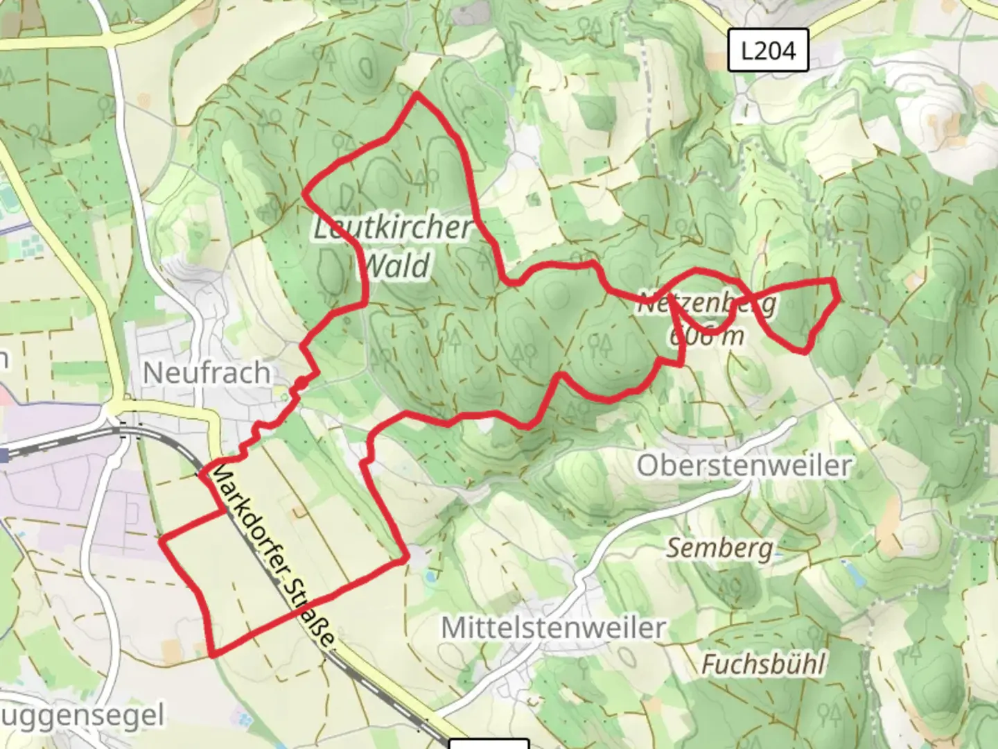 An image depicting the trail Netzenberg Loop and its surrounding area.