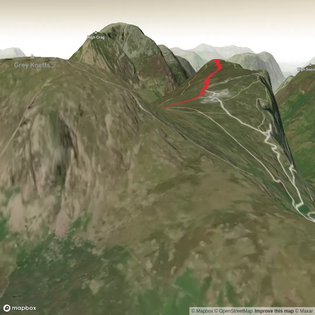 An image depicting the trail Fleetwith Pike and Haystacks and its surrounding area.