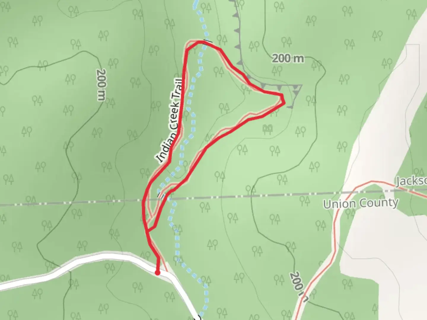 An image depicting the trail Indian Creek Loop Trail and its surrounding area.