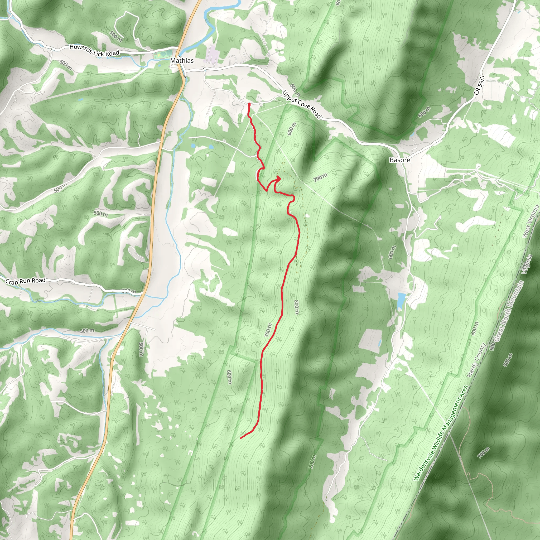 Cove Mountain Trail mobile static map