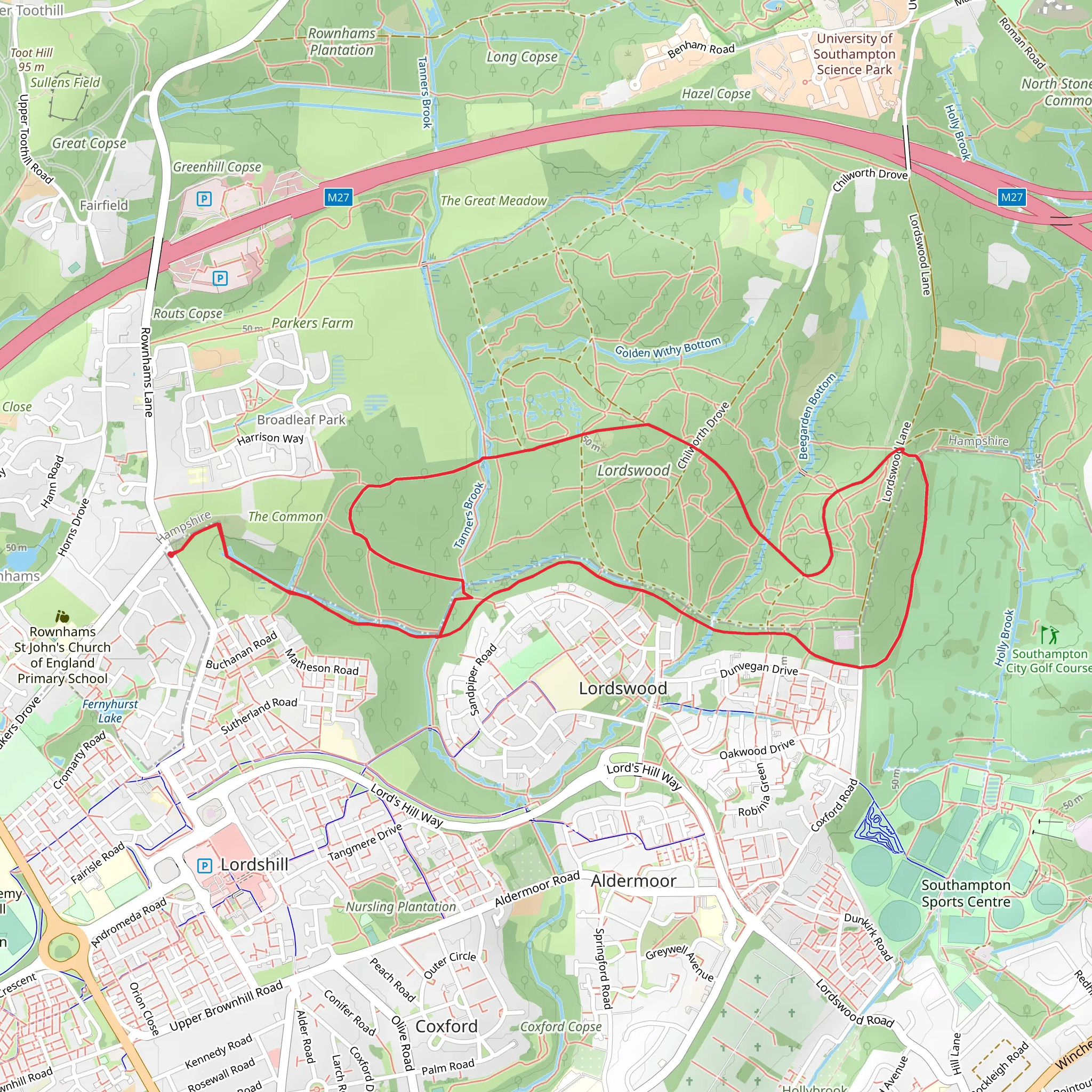 Lordswood Greenway Loop mobile static map