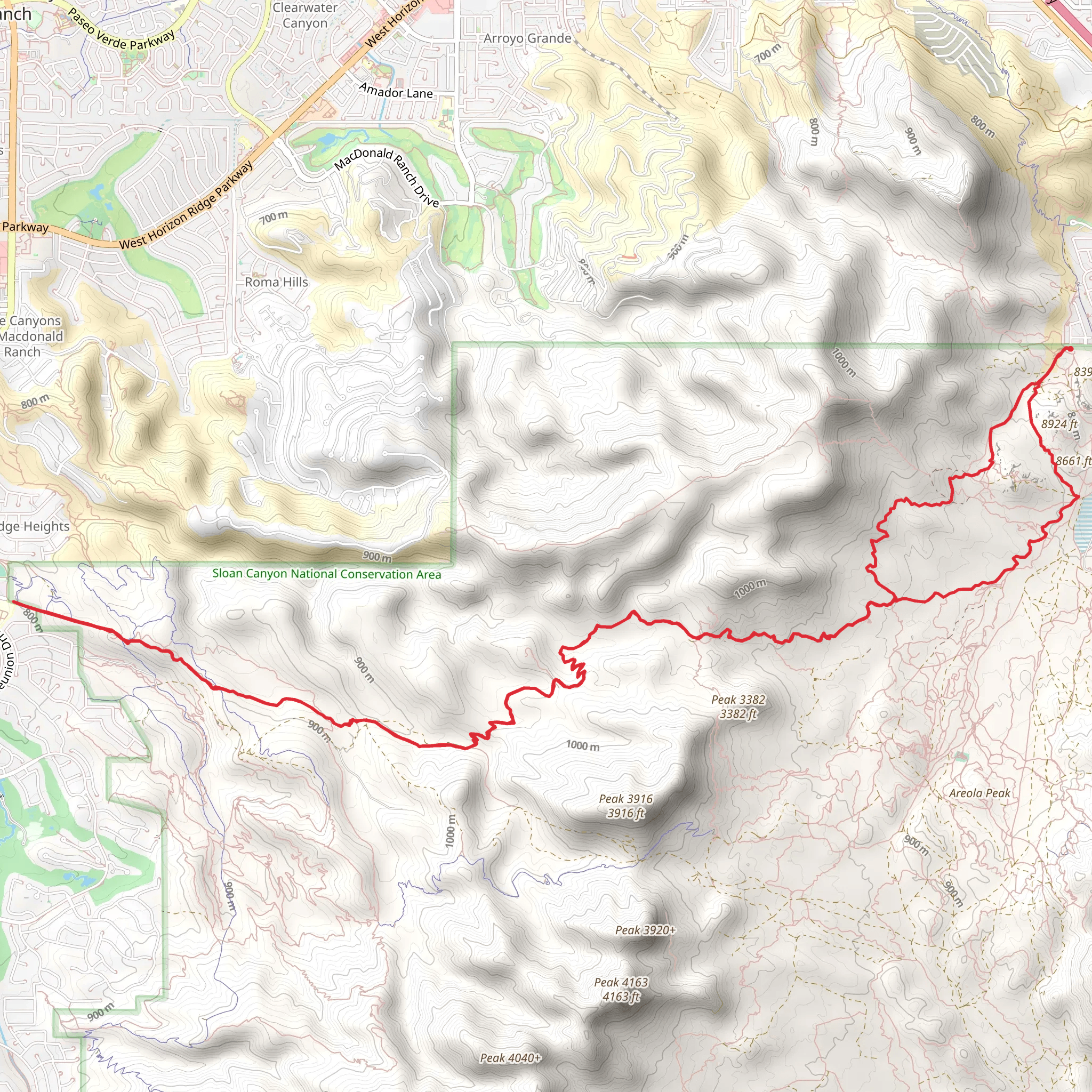 McCullough Hills Trail mobile static map