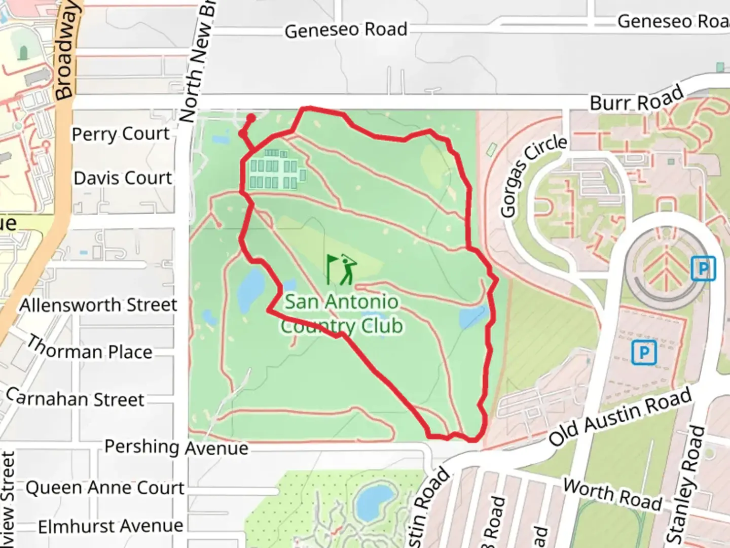 An image depicting the trail San Antonio Country Club Loop and its surrounding area.
