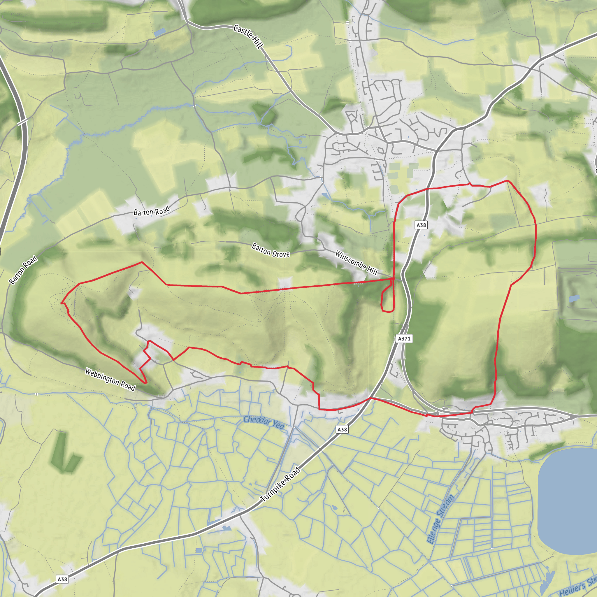 Crook Peak and Cross, Fry’s Hill mobile static map