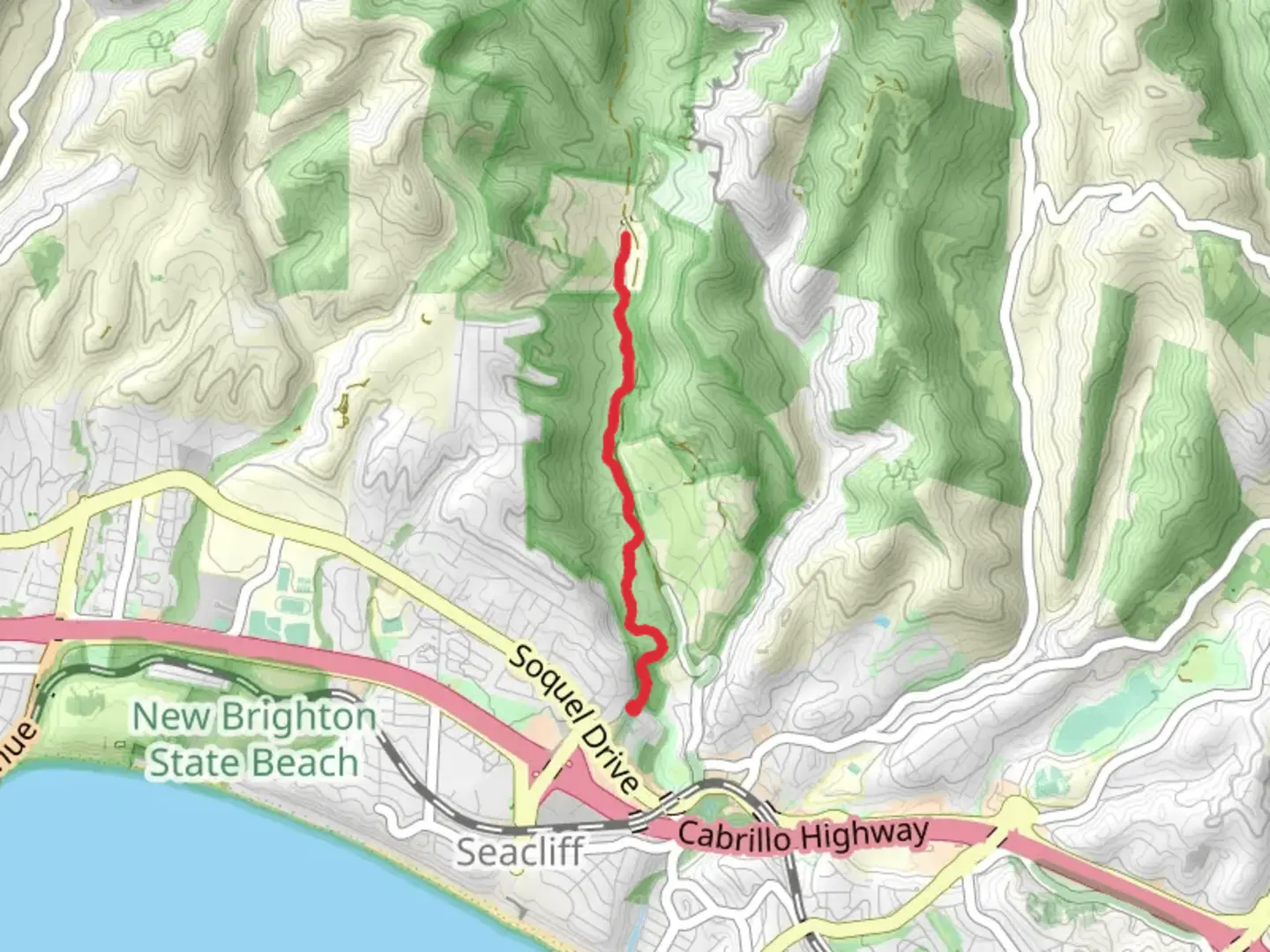 An image depicting the trail Aptos Rancho Trail Out and Back and its surrounding area.