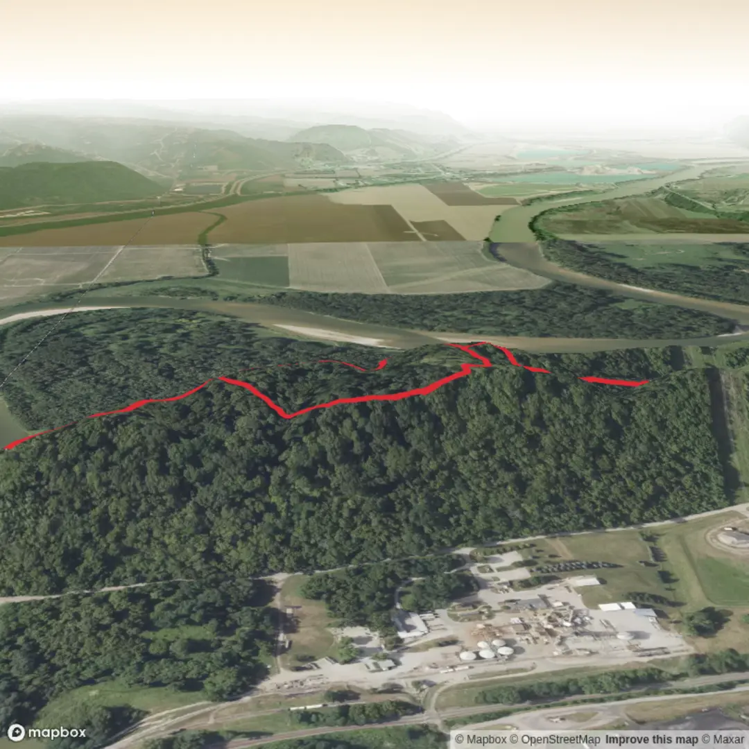 An image depicting the trail Shawnee Lookout Point via Miami Fort Trail and its surrounding area.