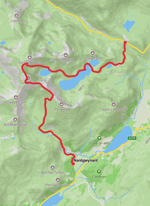watkins, snowdon, pyg, miners, pen-y-pass mobile static map