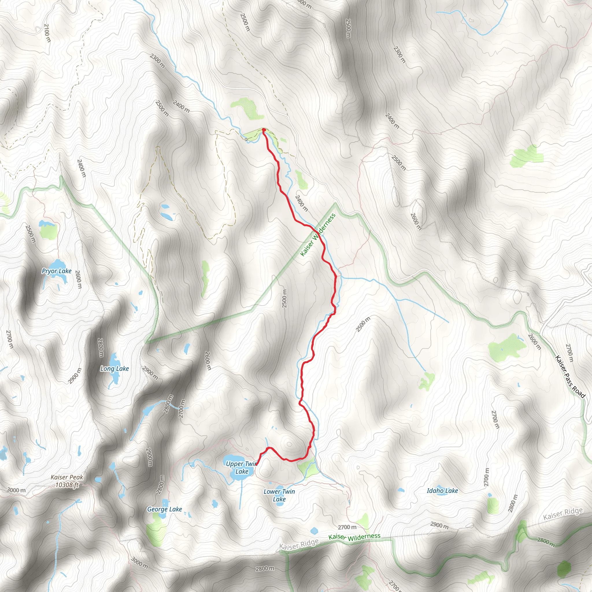 Upper Twin Lake via California Hiking Trail mobile static map