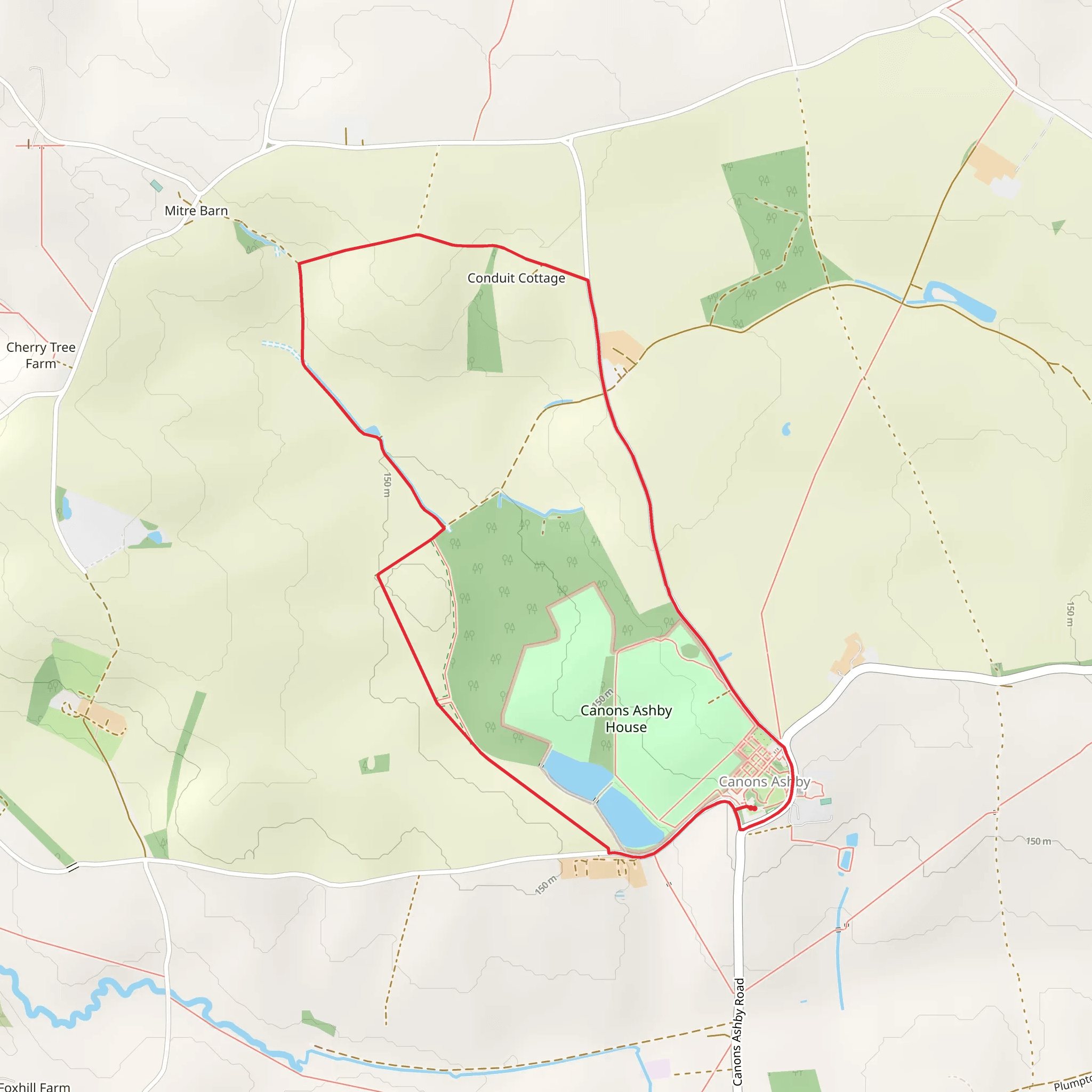 Canons Ashby Park Loop mobile static map