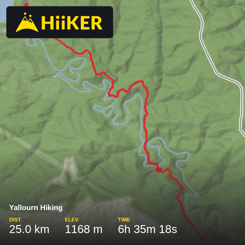 A map preview of the recording Yallourn Hiking.