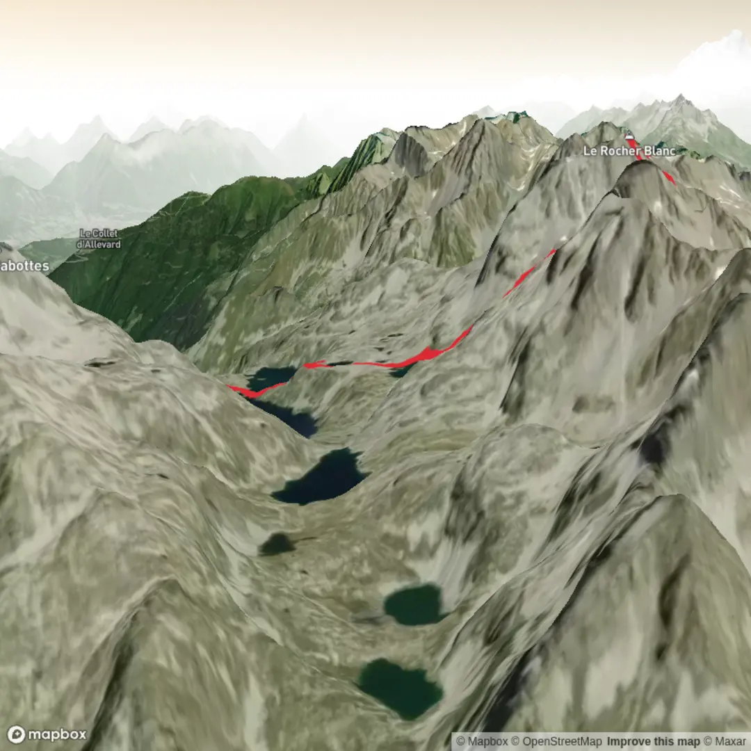 An image depicting the trail Rocher Blanc and its surrounding area.