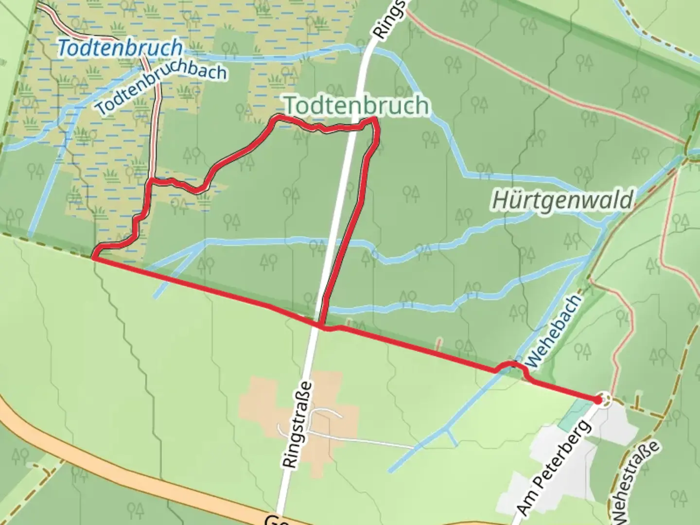 An image depicting the trail Moor Route Loop and its surrounding area.