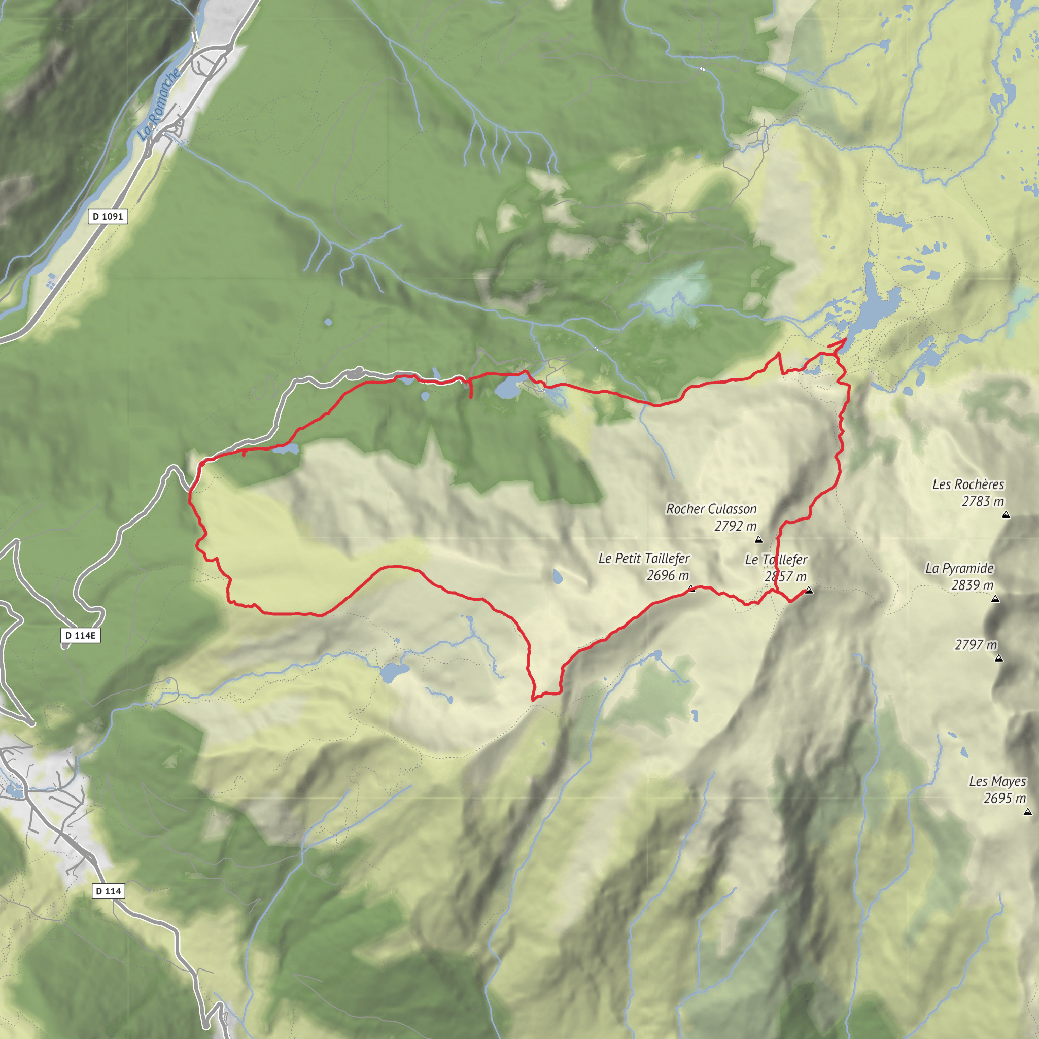 Taillefer and Lac de Poursollet mobile static map