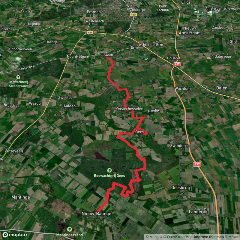Nieuw Balinge to Sleen via Boswachterij Gees