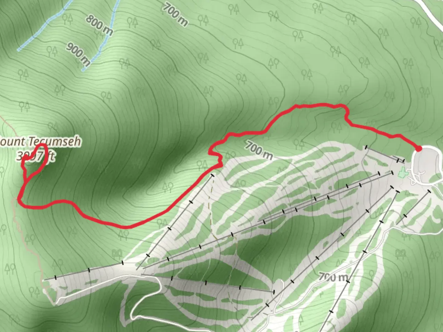 An image depicting the trail Mount Tecumseh Loop Trail and its surrounding area.