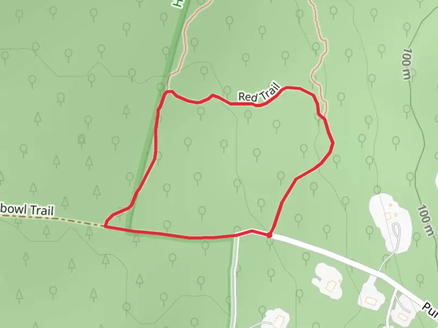 An image depicting the trail Red Loop Trail and its surrounding area.