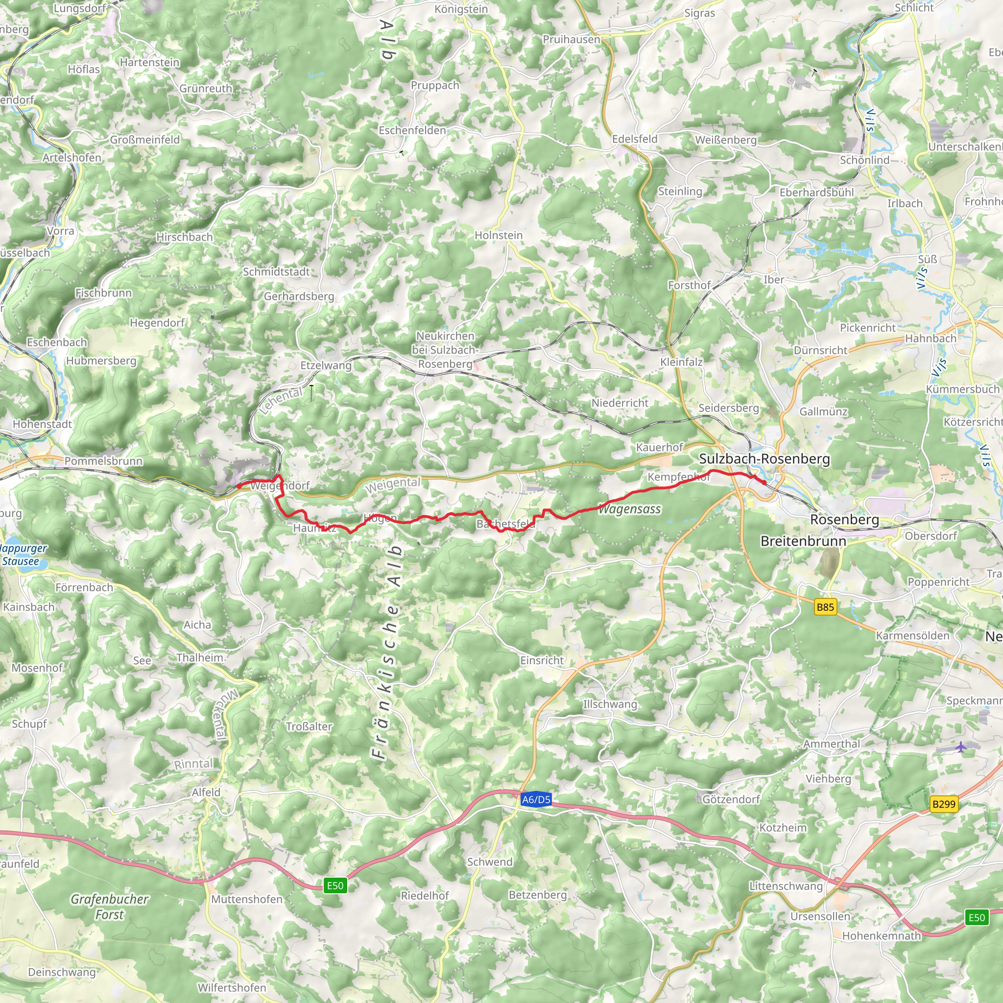 Hartmannshof to Sulzbach Rosenberg Walk mobile static map