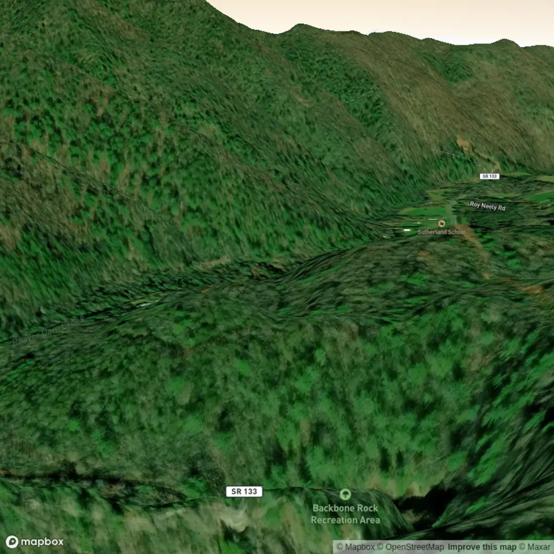 An image depicting the trail Backbone Rock Falls and its surrounding area.