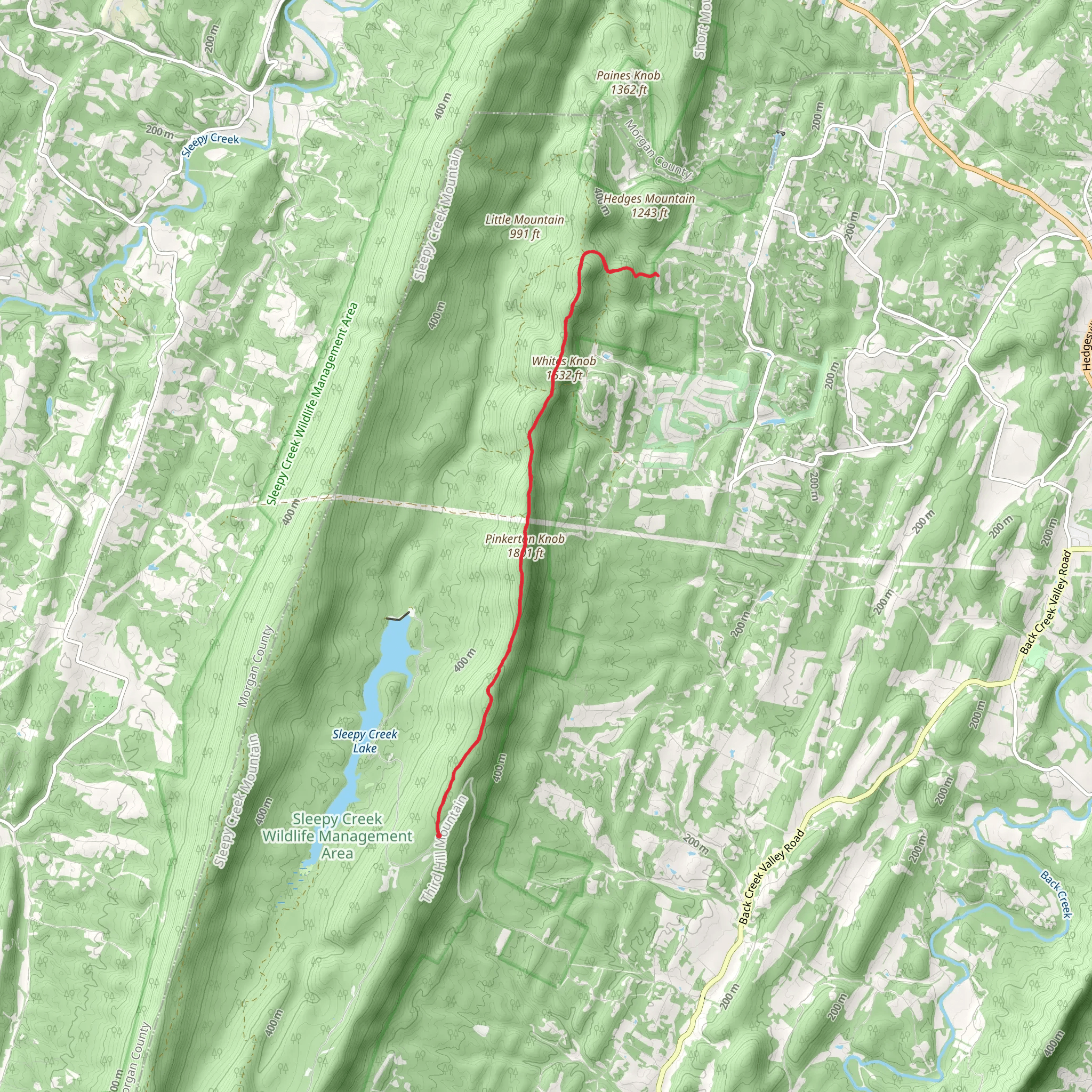 Third Hill Mountain Trail mobile static map