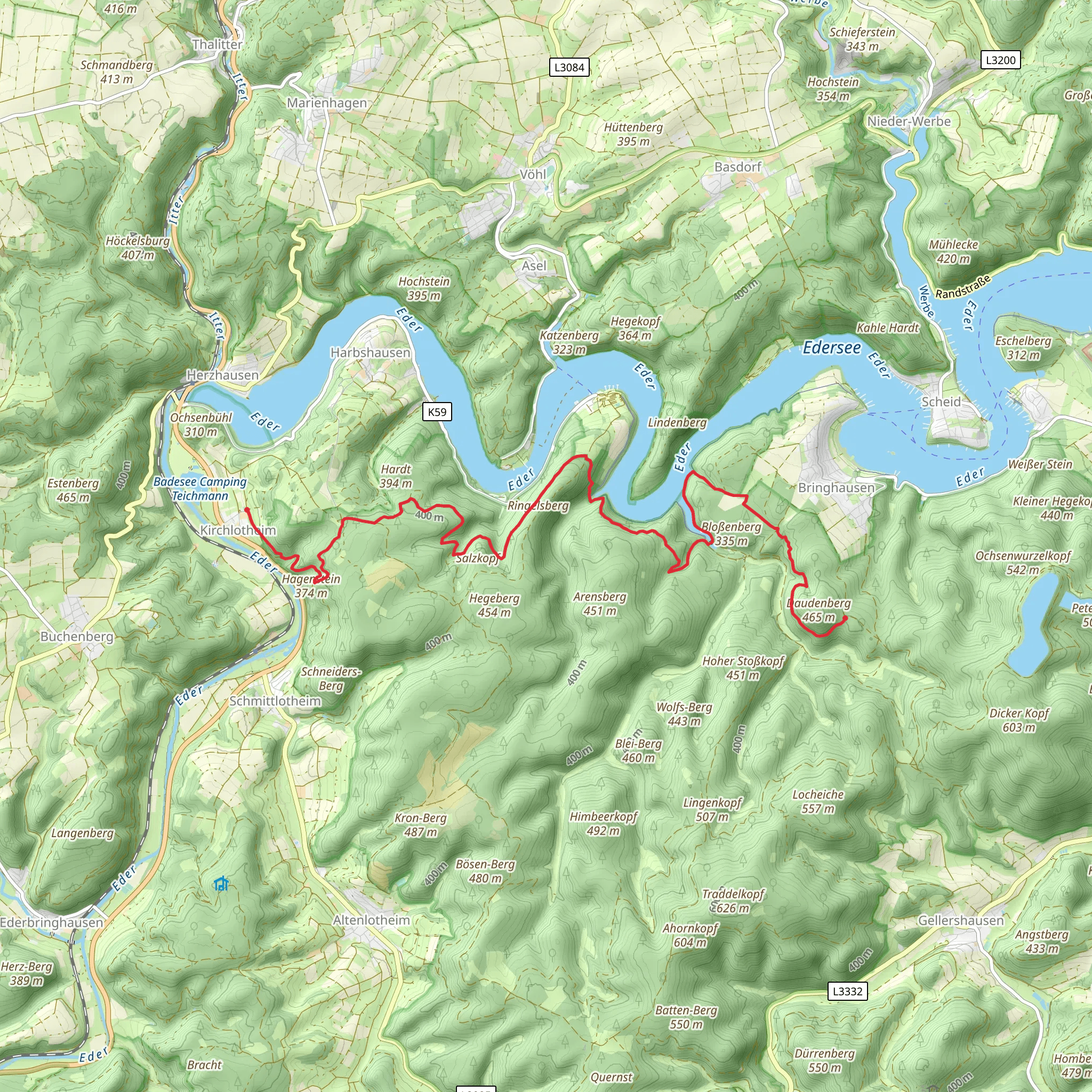 Daudenberg to Kirchlotheim Walk mobile static map