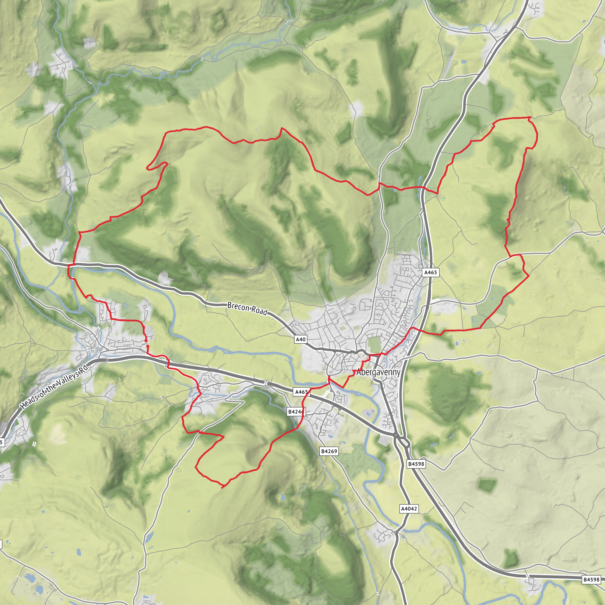 Abergavenny 3 Peaks mobile static map