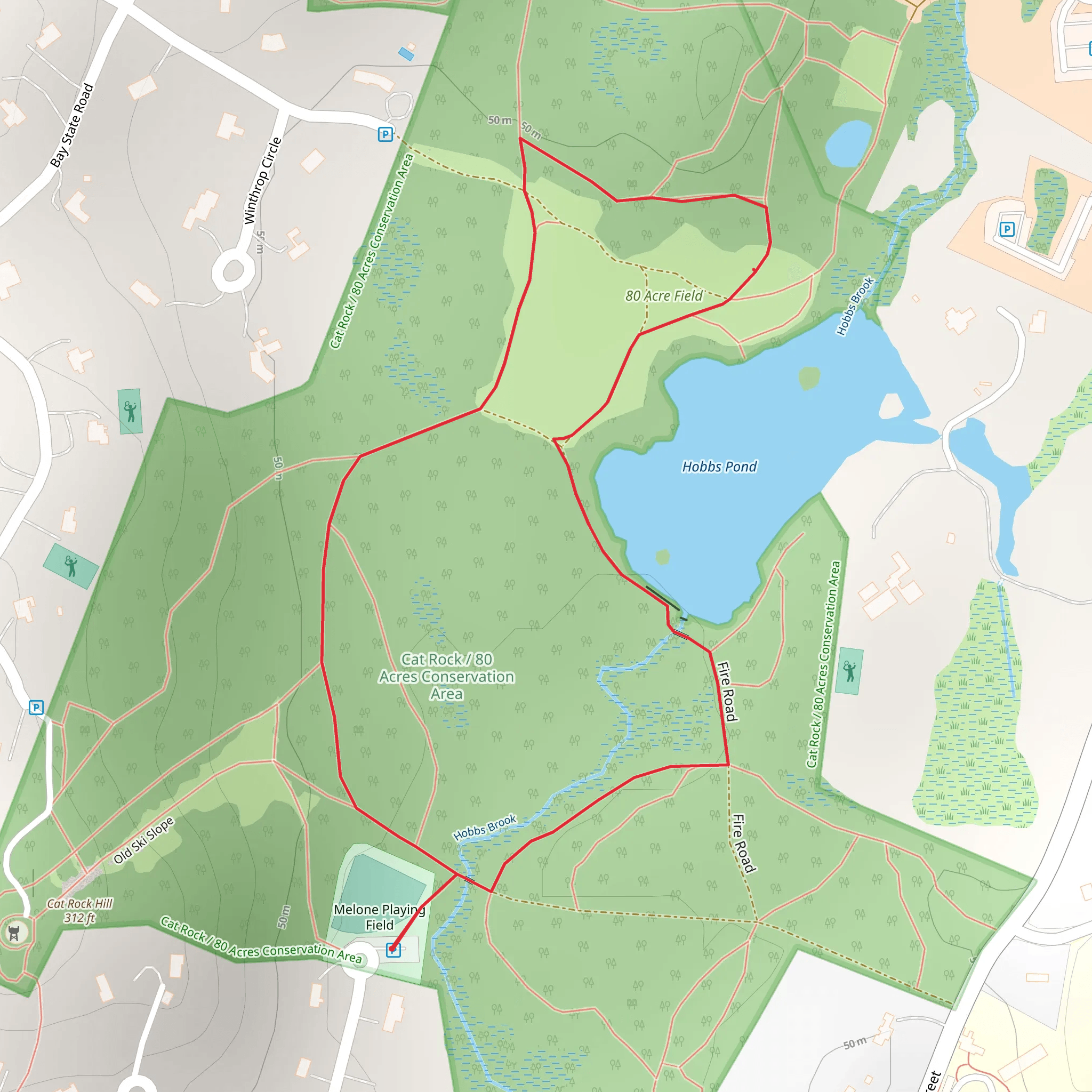 Hobbs Pond and Cat Rock Loop Trail mobile static map