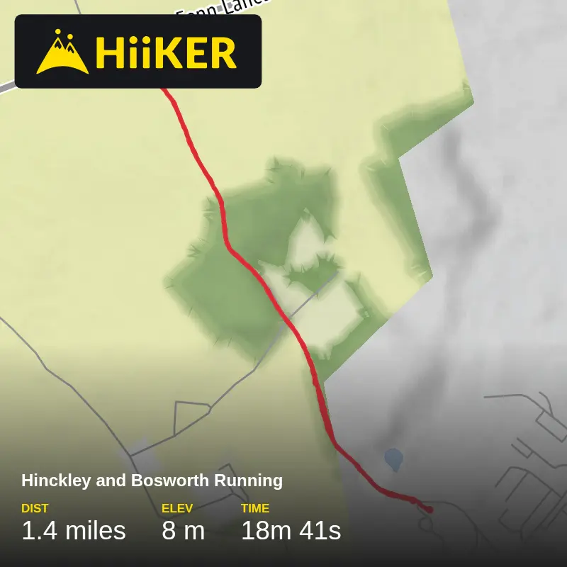 A map preview of the recording Hinckley and Bosworth Running.
