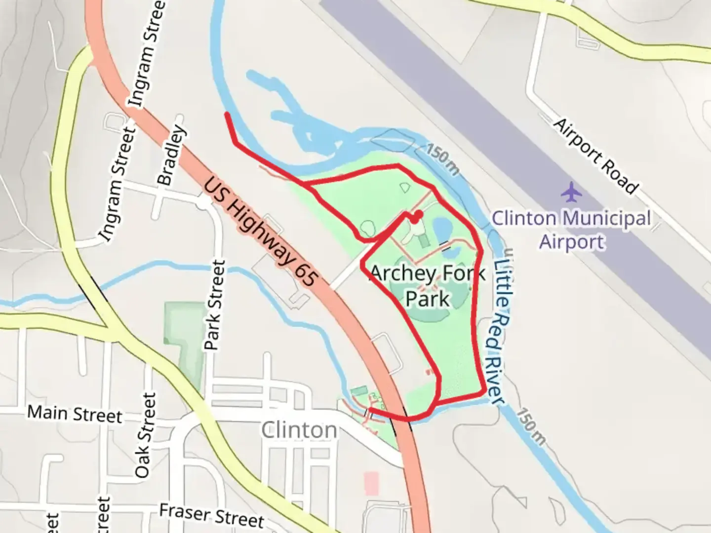 An image depicting the trail Archery Fork Park Loop and its surrounding area.