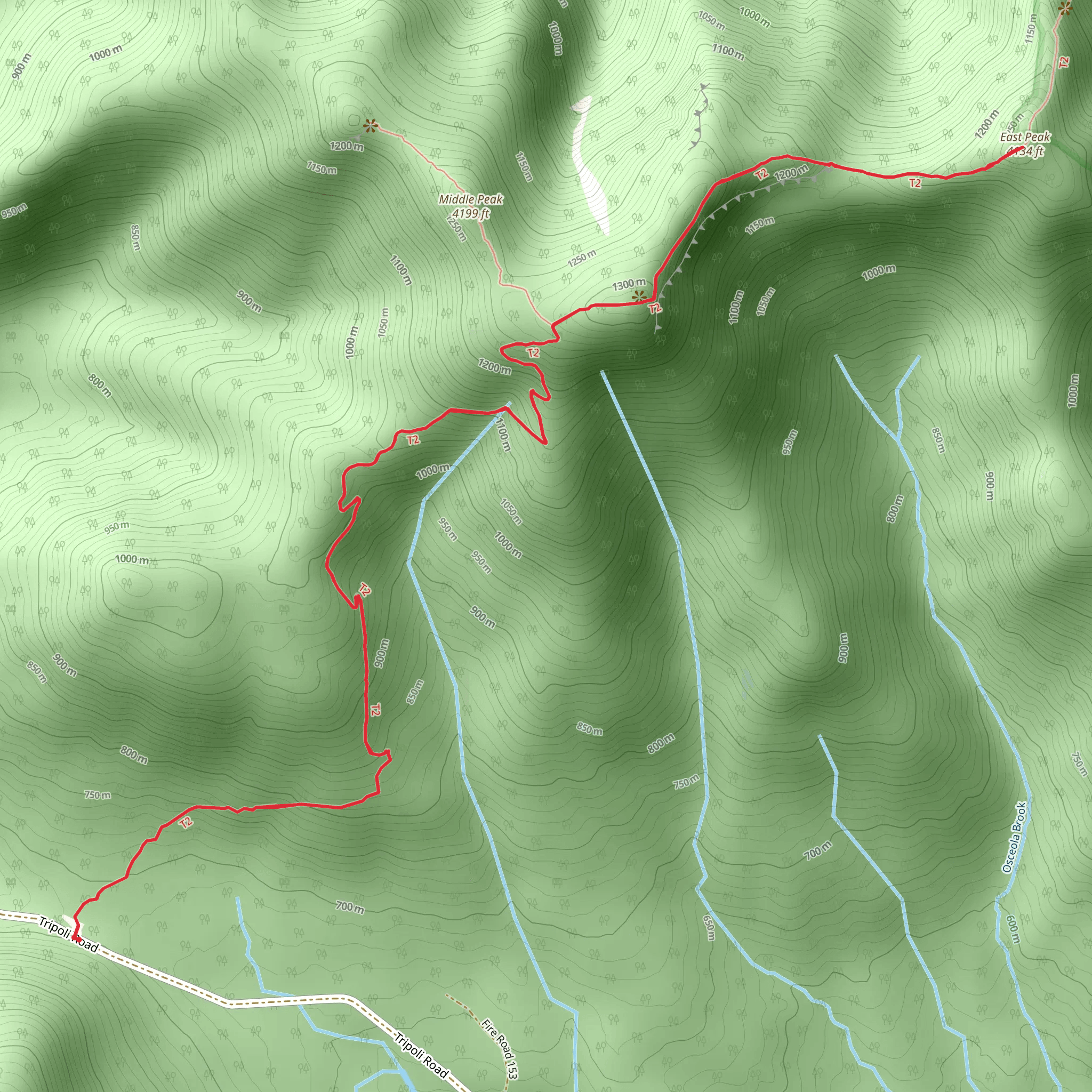 Mount Osceola and East Peak mobile static map