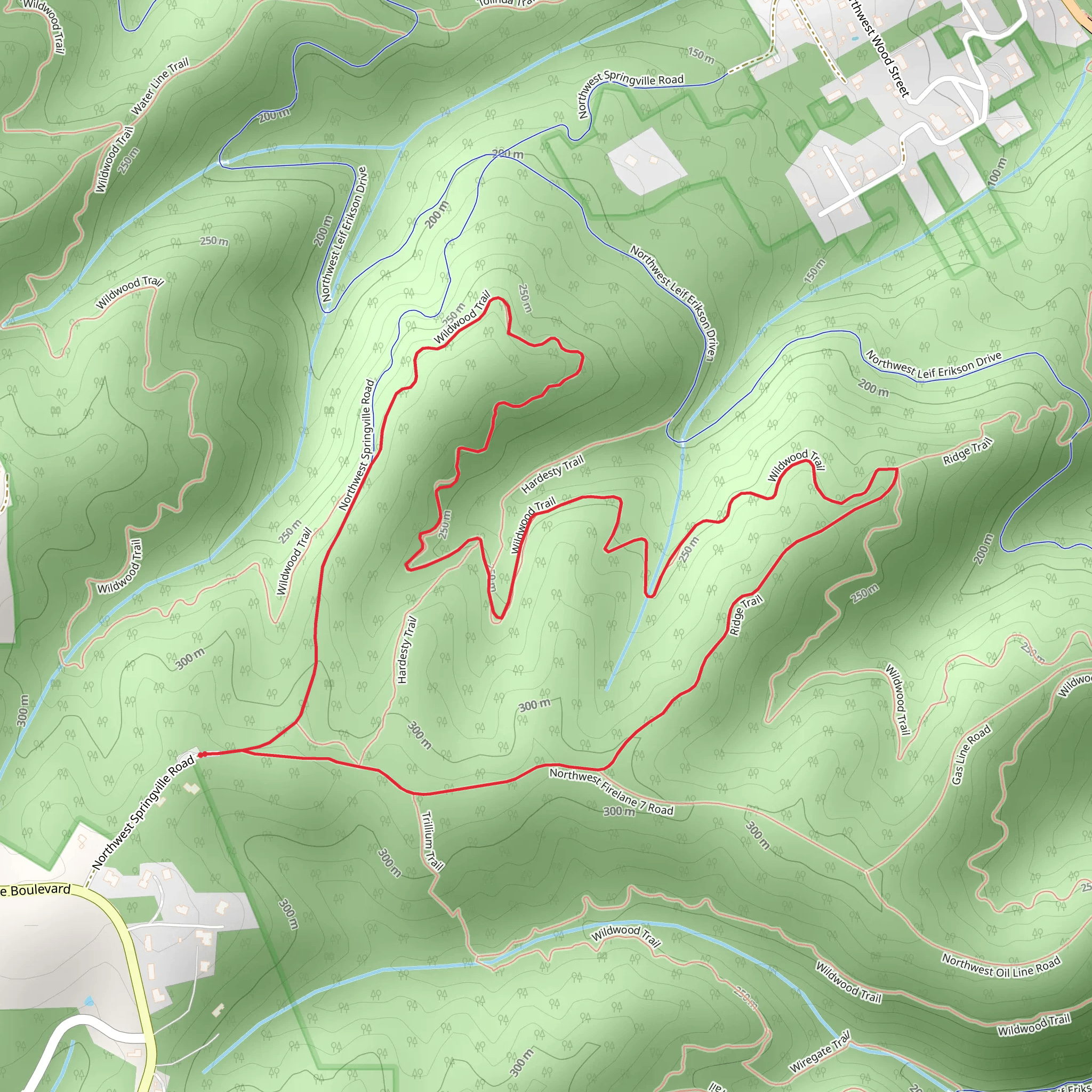 Northwest Springville and Wildwood Trail mobile static map