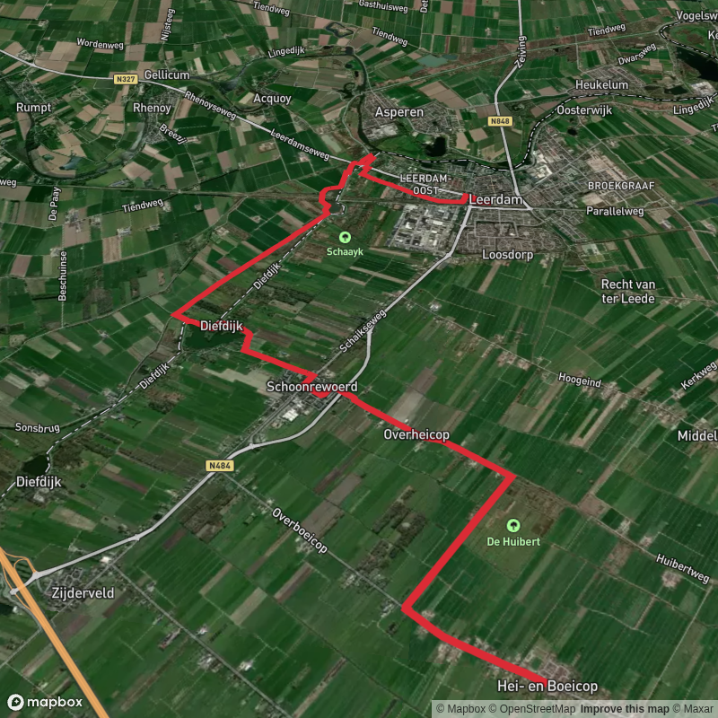 Pleinstraat to Leerdam via Wiel Van Bassa and Het Wiel Fort