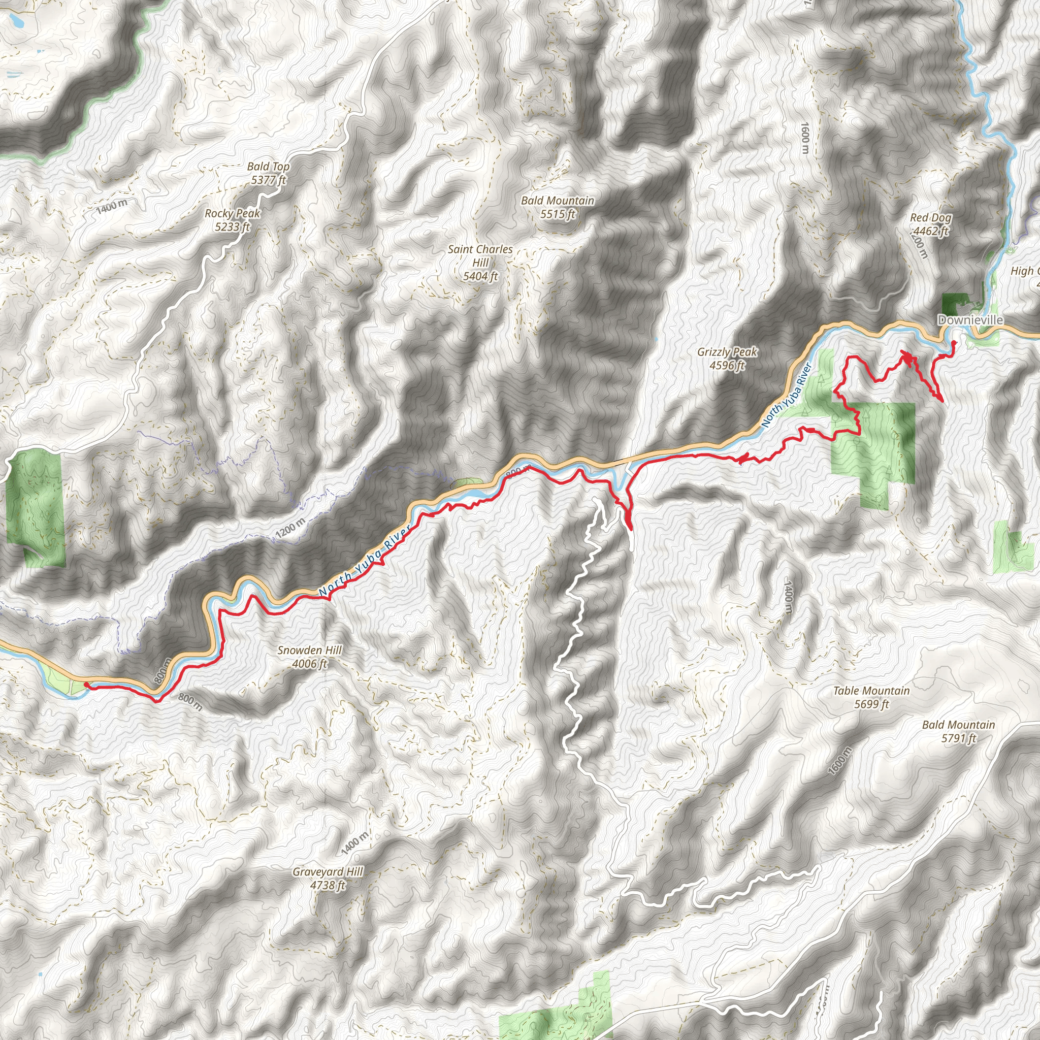 North Yuba Trail Point to Point mobile static map