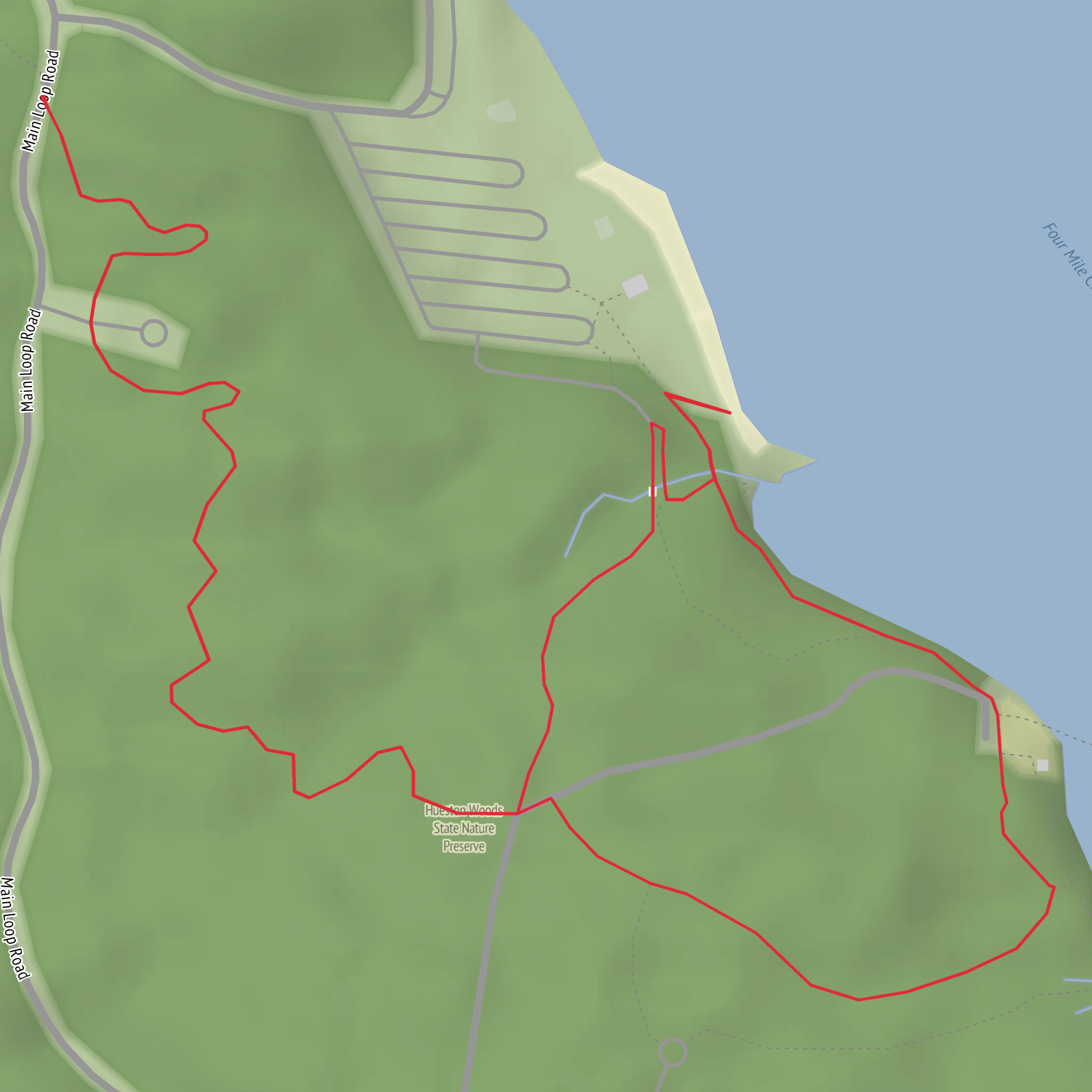 Acton Lake via Big Woods and Sugar Bush Trail mobile static map