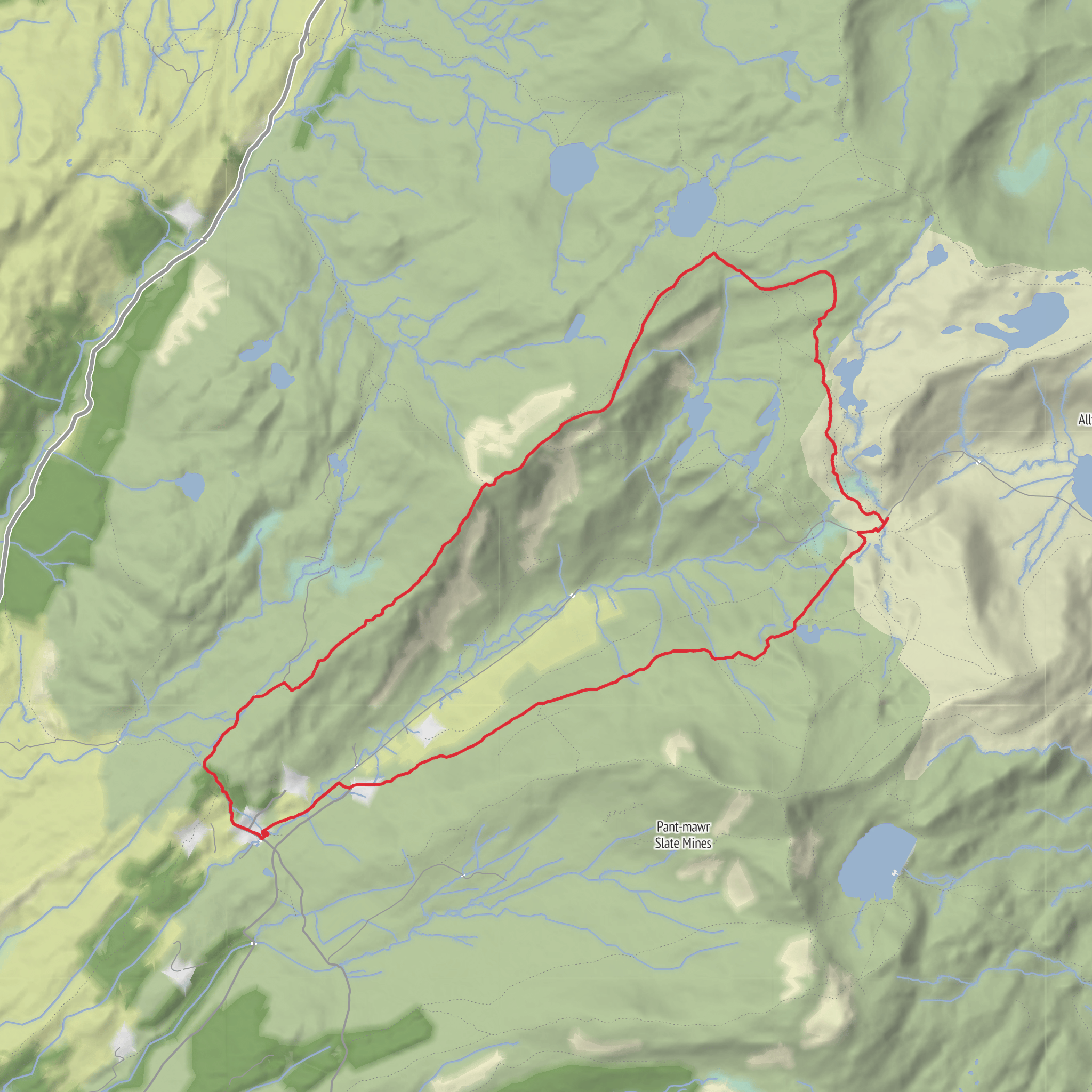 Cnicht and Llyn Croesor from Croesor mobile static map