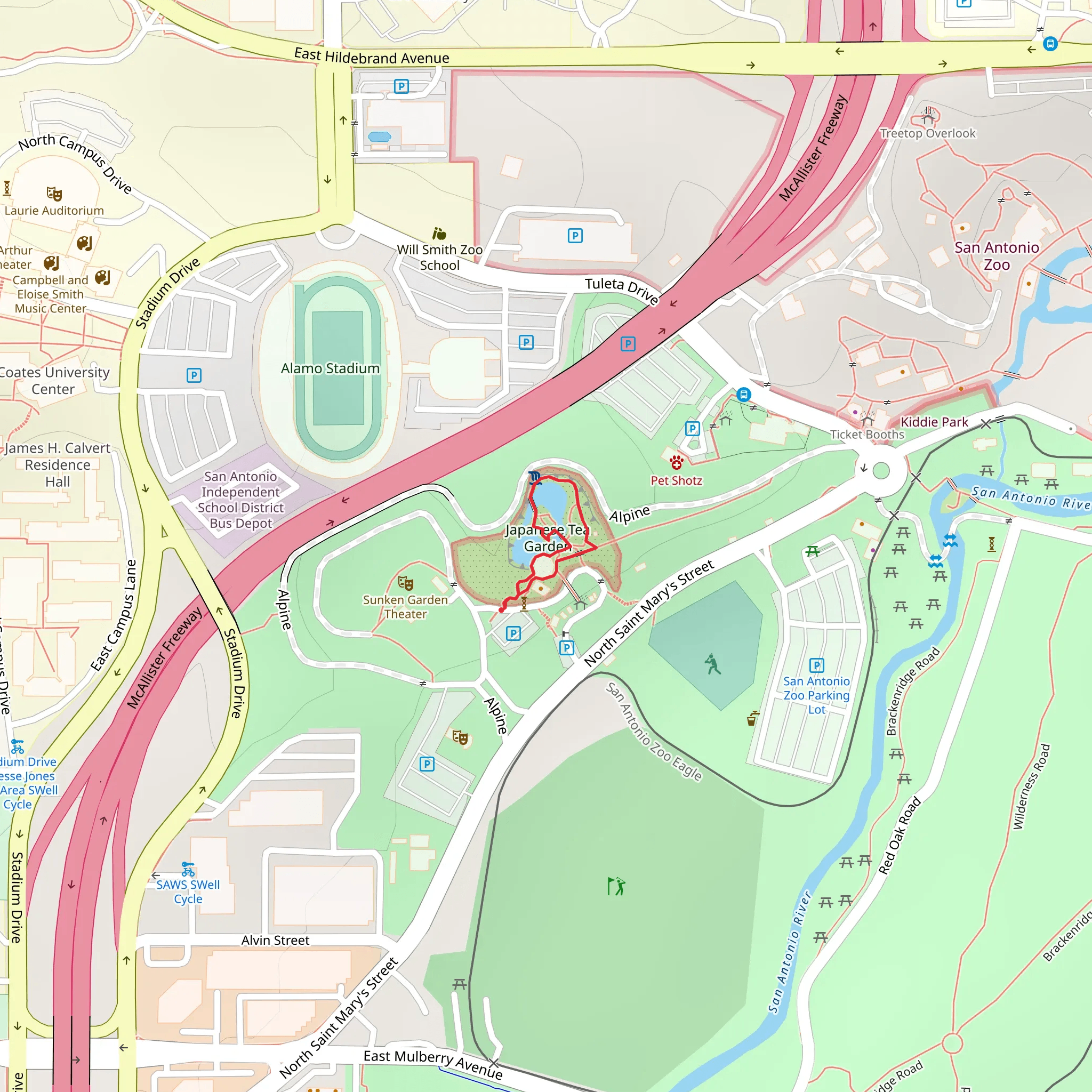 Lily Pond and Japanese Tea Garden Loop mobile static map