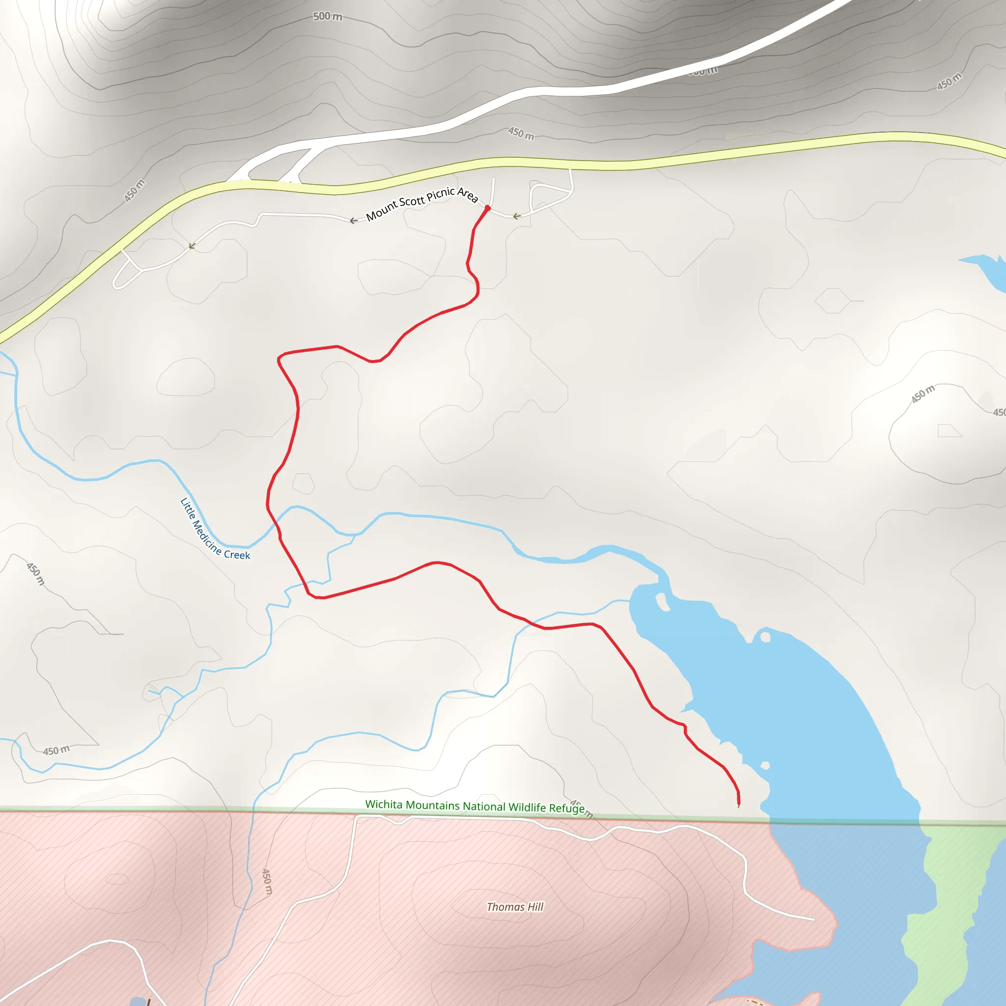 Walk to Lake Elmer Thomas mobile static map