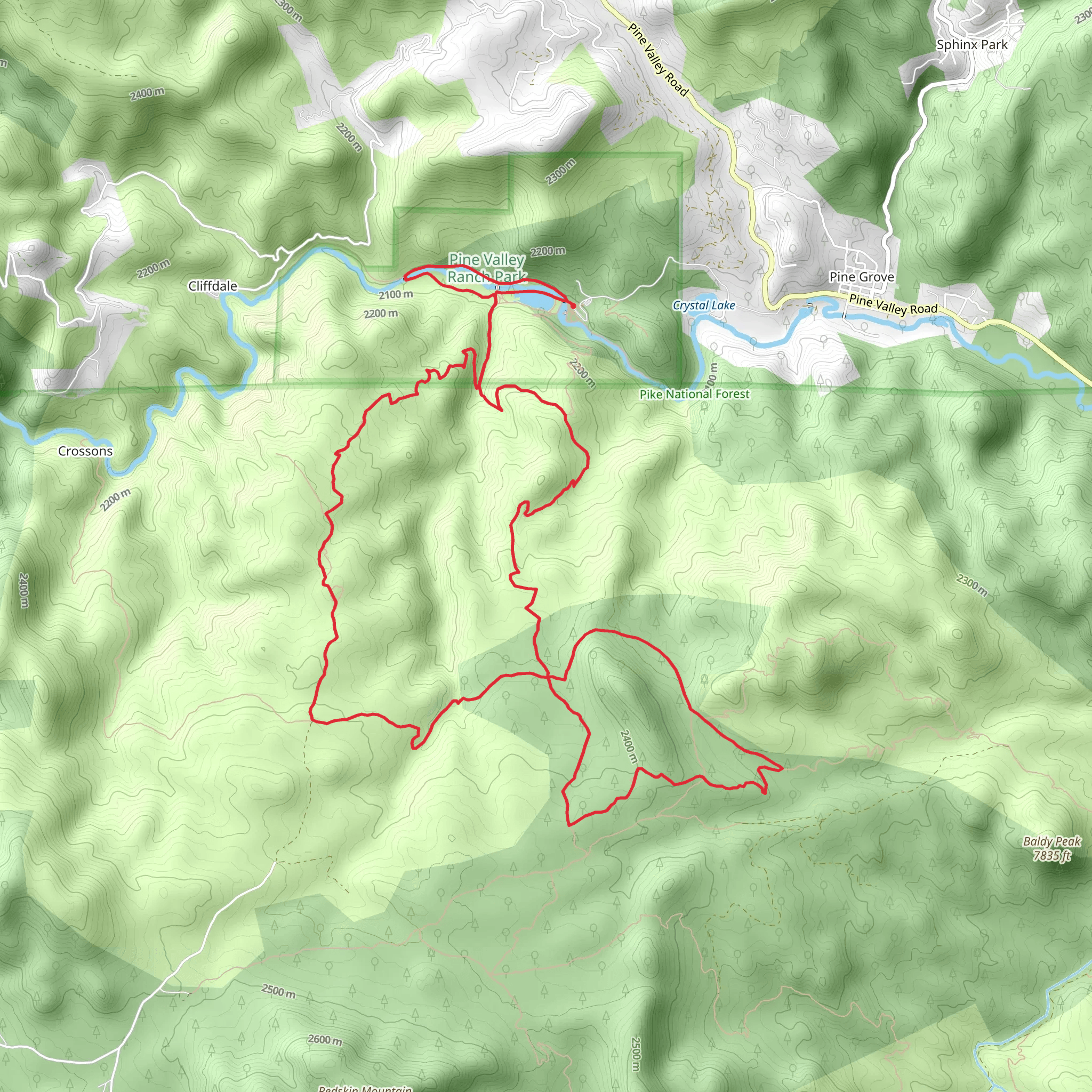 Pine Lake Trail, Buck Gulch Trail and Homestead Loop mobile static map