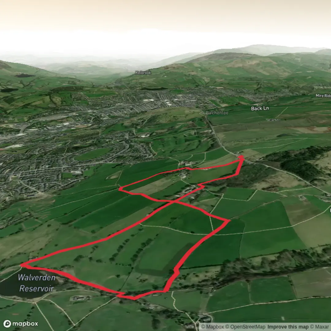 An image depicting the trail Shooter's Arm's Walverden Reservoir Circular and its surrounding area.