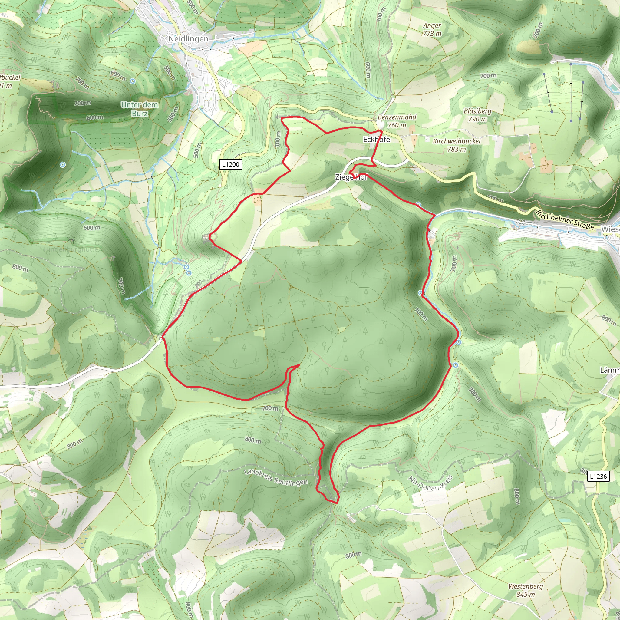 Loewenpfade and Albtraufgaenger Loop mobile static map