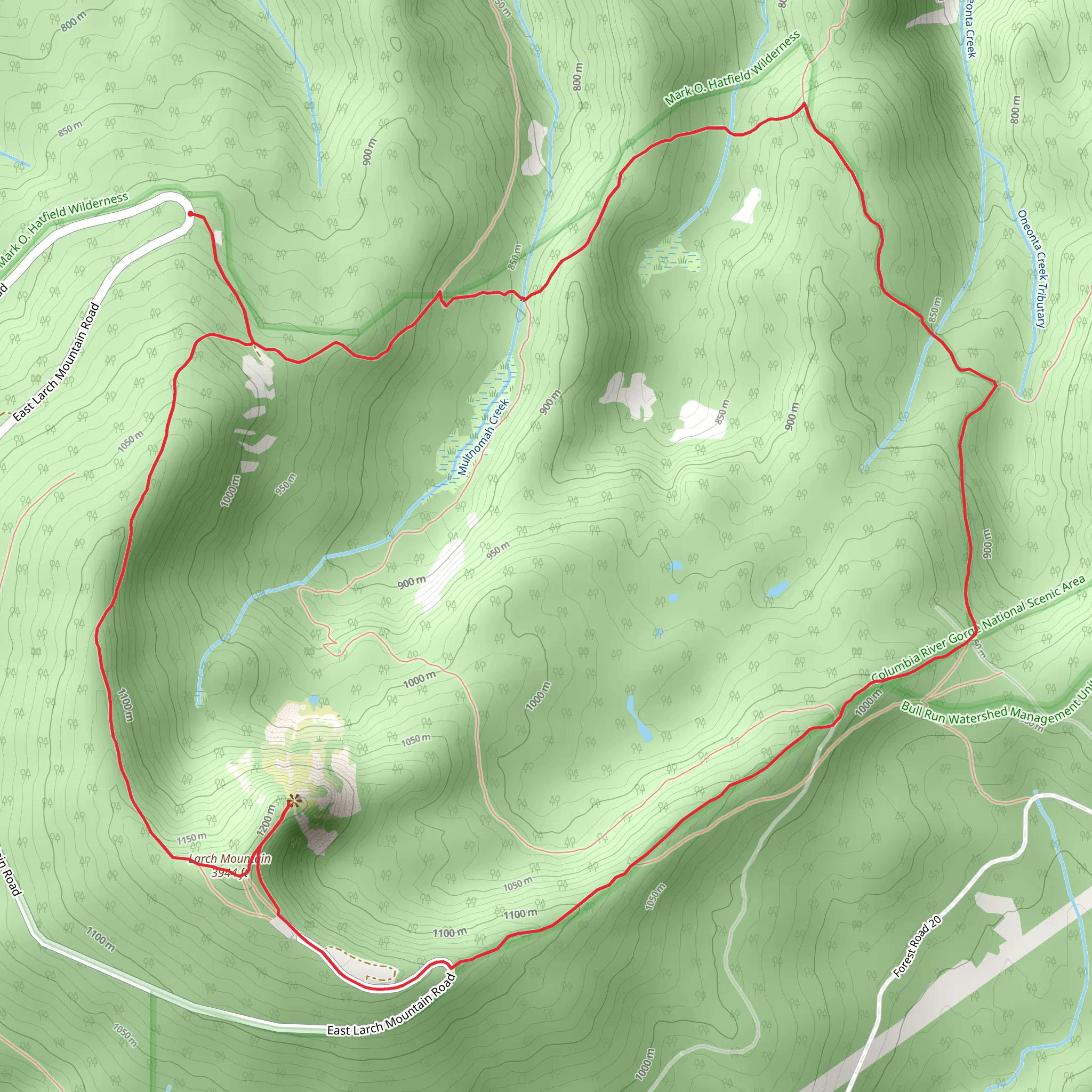 Larch Mountain, Sherrard Point and Oneonta Loop Trail mobile static map