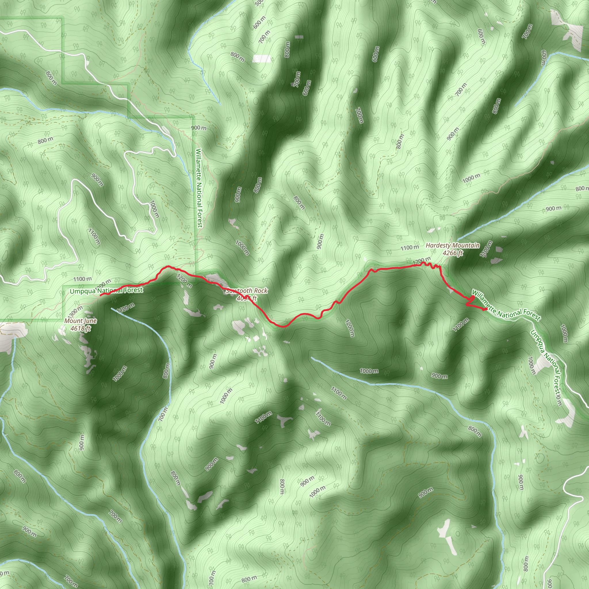 Sawtooth Trail via Hardesty Trail mobile static map