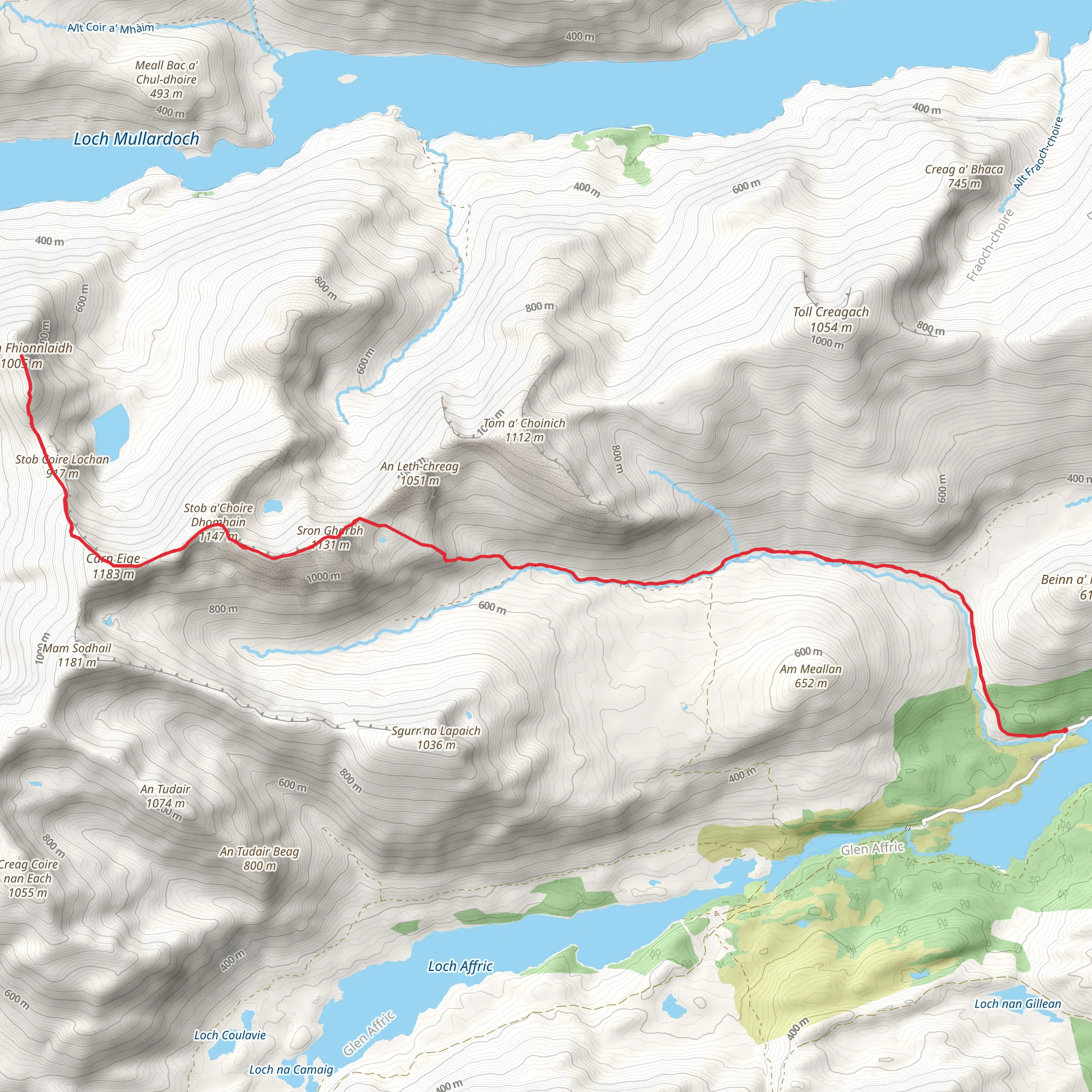 Beinn Fhionnlaidh via Stob Coire Dhomhnuill mobile static map