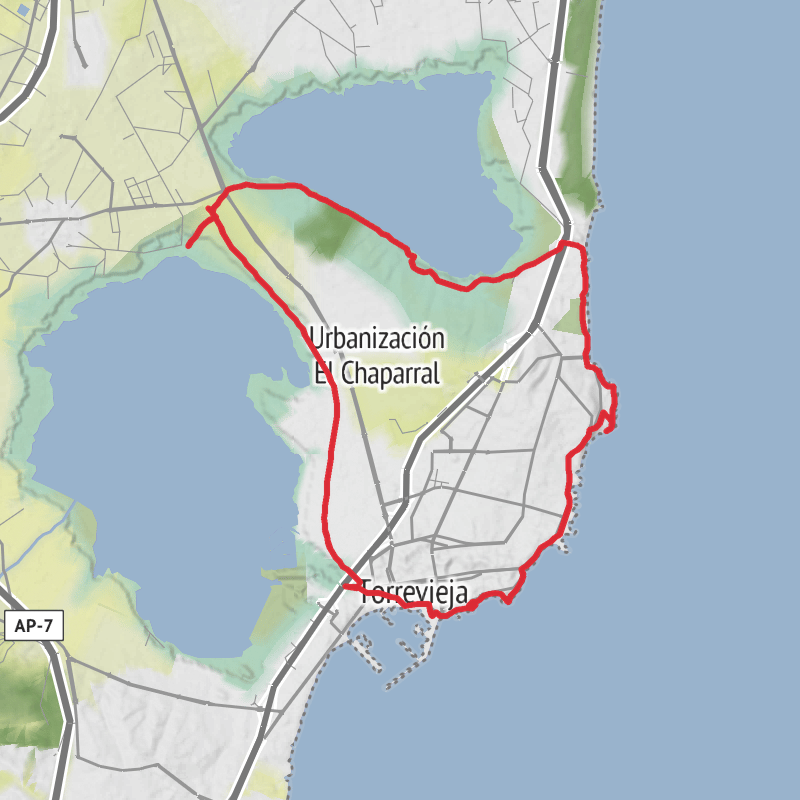 A map preview of the recording Hike from Torrevieja.