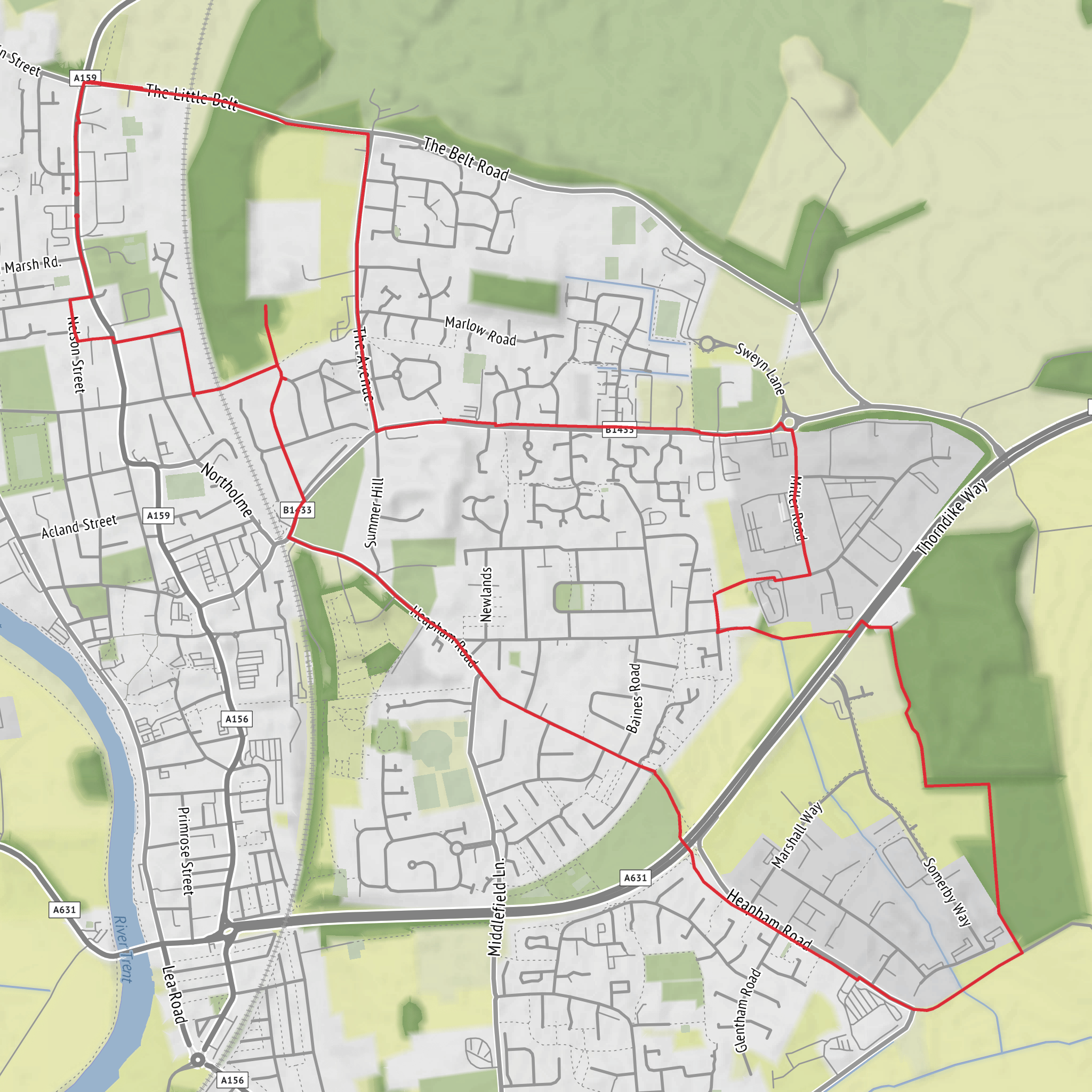 Gainsborough Whites Wood Loop mobile static map
