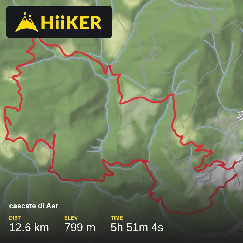 A map preview of the recording cascate di Aer.