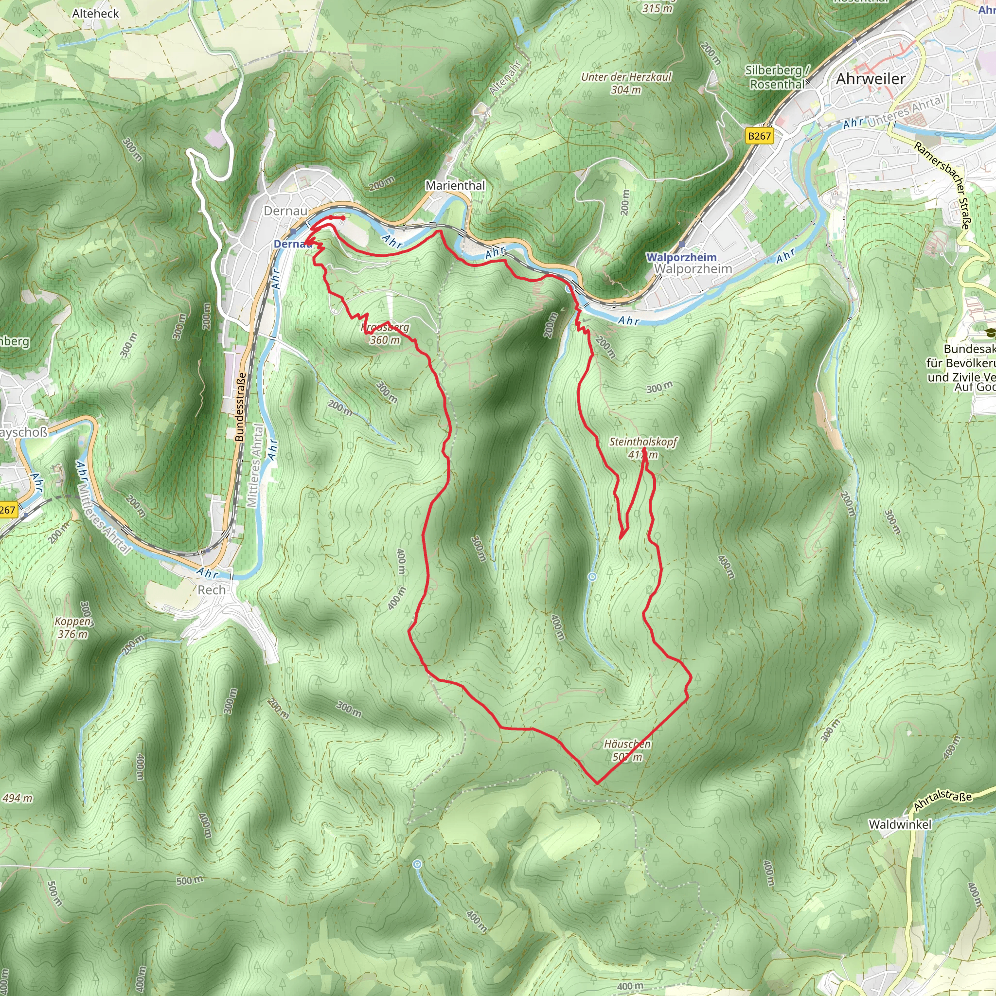 Krausberg and Steinthalkopf via Ahrtalweg mobile static map