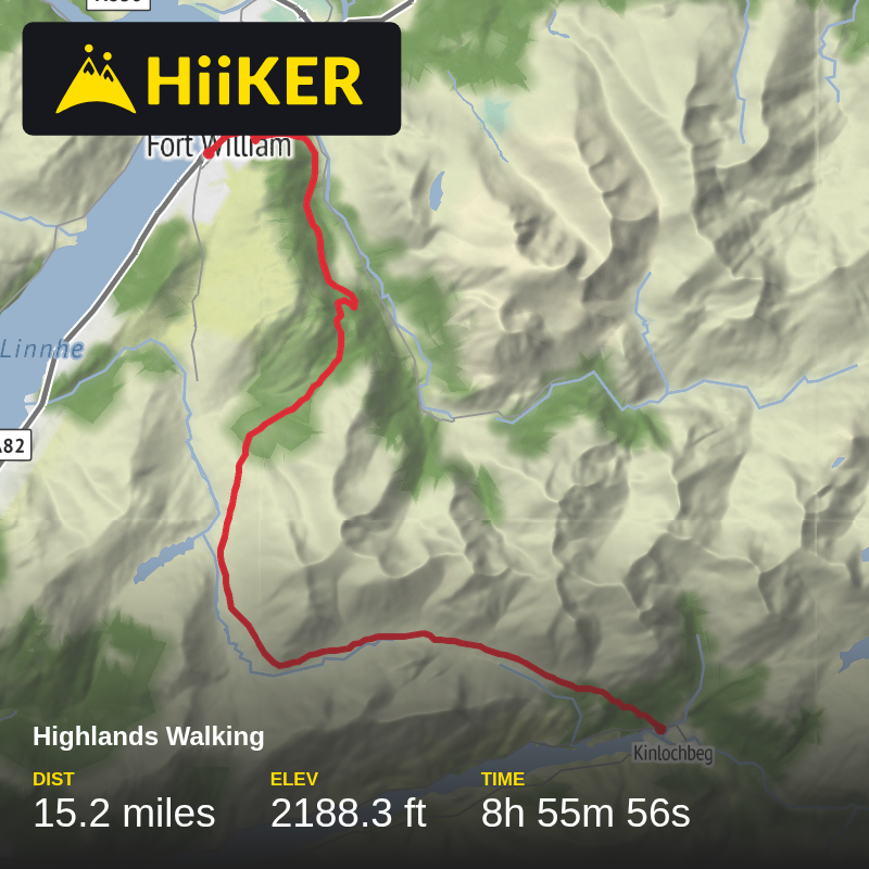 A map preview of the recording Highlands Walking.